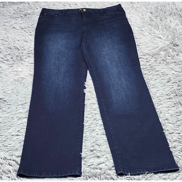 Bandolino Mandie Straight Jeans Womens 12 Blue Stretch‎ Missy Dark Wash 34x30 - Picture 1 of 13
